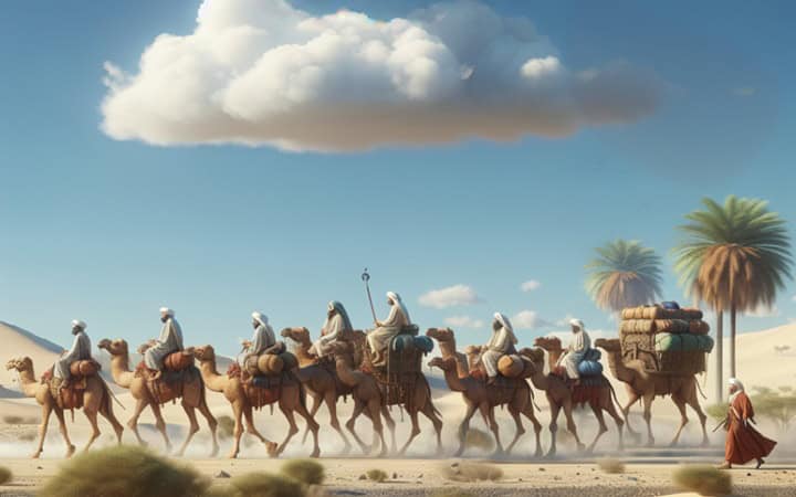 caravan protected from the hot sun by cloud