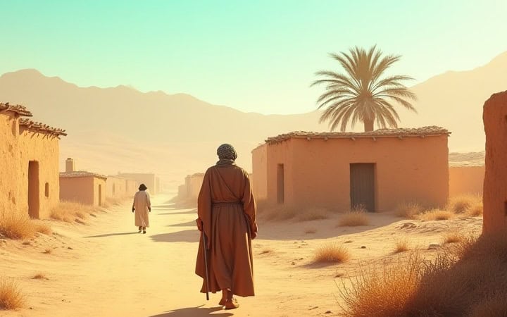 walk in the morning in early mecca village