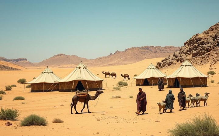 bedouin tribe tents in the desert
